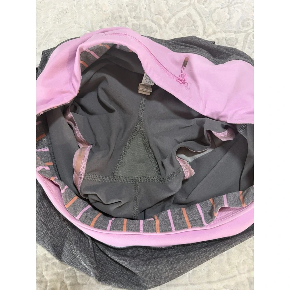 Lululemon Pace Rival Run II Gray Skirt Pink Waist- 6 Tall Tennis Golf Pickleball